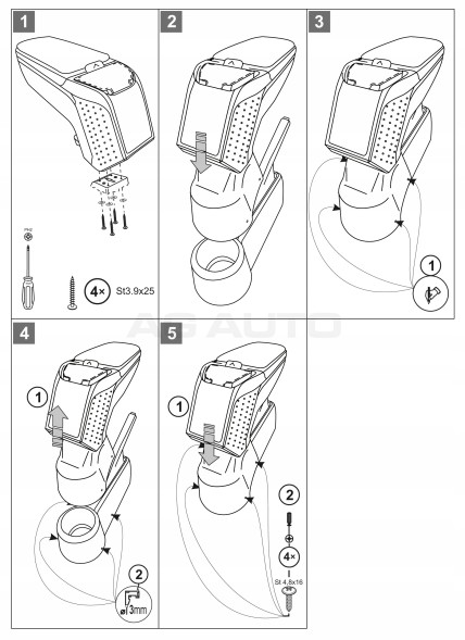 Rati V00314 Підлокітник з адаптером для seat mii, 2011-2020, arm2-black