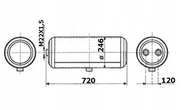 Wabco 25P0353Z Повітряний бак 30 л ср.246мм/дов.720мм підходить для: iveco