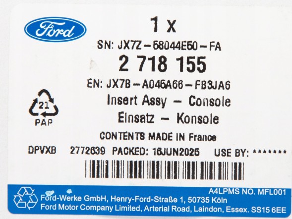 Ford OE JX7B-A045A66-FB3JA6 Рамка консолі ford focus 18- куга 20- oe автомат