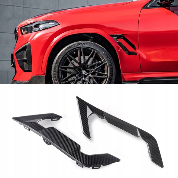 Китай T-450 Карбонові Декоративні Накладки на Крила BMW X6M LCI F96 в Стилі SOOQOOO (Сухий Карбон)