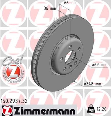 Zimmermann 150.2937.32 Гальмівні диски zimmermann 150.2937.32