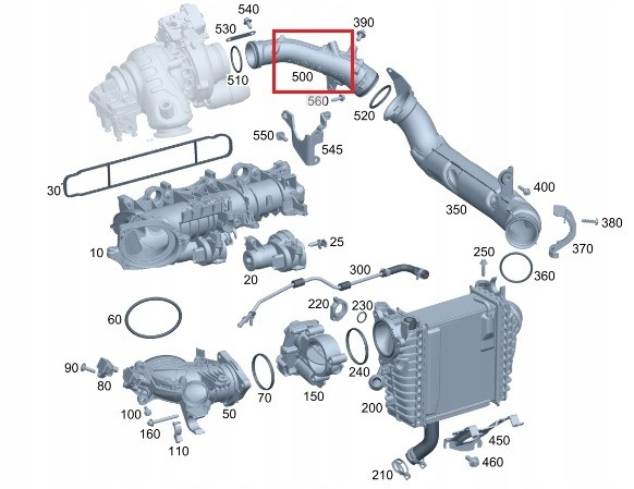 Mercedes-Benz OE ШНУР ТРУБКА ІНТЕРКУЛЕРА A6540980400 MERCEDES E-CLASS W213 2.0 CDI 197 КМ