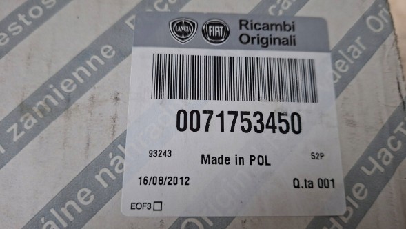 Fiat OE S26340748 ШКІРЯНЕ КЕРМО ЧОРНЕ 71753450 FIAT 500 2007-