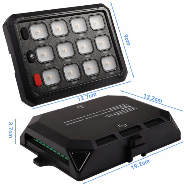 Китай 6973222324718 Панель керування для автомобілів з реле, 12V, 12 кнопок RGB