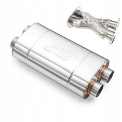 RM Motors EX006 Універсальний еліптичний глушник X-PIPE + Глушник еліптичний універсальний X-PIPE 63/400