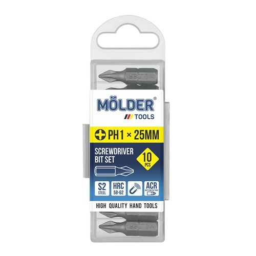 MT7012510 MOLDER Набір біт MOLDER PH1x25мм 10шт в пл упаковці