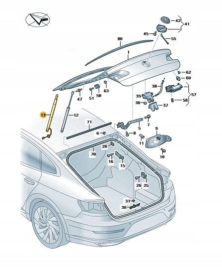 Volkswagen OE ПРАВИЙ АМОРТИЗАТОР КРИШКИ БАГАЖНИКА VW ARTEON (3H7) 3G8827851F 35628521 2.0L