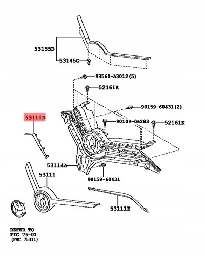 Toyota OE GP|53121-02300, 5312102300 TOYOTA ORYGINAŁ TOYOTA AURIS E18 2015-2018 ПЛАНКА ХРОМ АТРАПИ ГРИЛЬ ПРАВА ОРИГІНАЛ