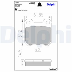 LP590 DELPHI Комплект гальмівних колодок з 4 шт дисків