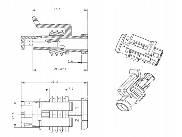e-connectors 282080-1/3050126/ZEST/100 Вилки Superseal 1.5 (2-PIN) Набір 100 шт