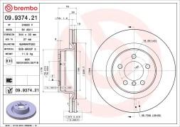 09 9374 21 BREMBO Диск гальмівний FINITO