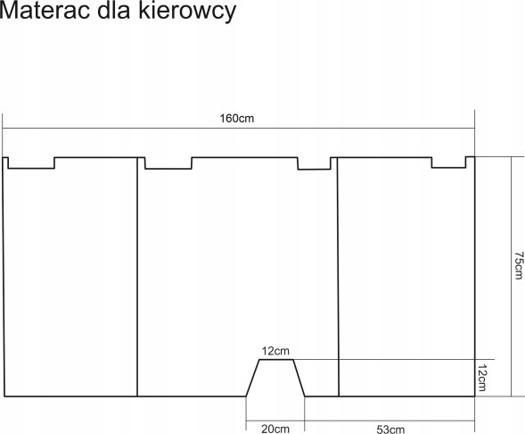 Golden Group 5904533634457 Матрац для водія в авто BUS MAN на 2 сидіння ПІНА MEMORY 160x75x10