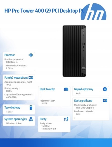 Китай WEW-SC-AB-RDHPDB3NIEWD014 Комп'ютер HP Pro Tower 400 G9 i5-14500 16GB RAM 512GB SSD W11P