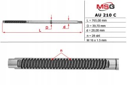 MSG AU210C Планка зубчаста рульової передачі Passat B5 96-05, Skoda Superb 01-08