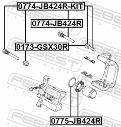 0774 JB424R KIT FEBEST Втулка напрямна супорта гальмівного