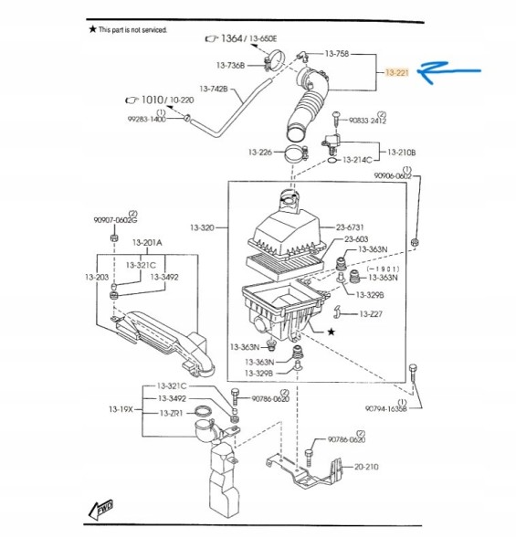 Mazda OE Всмоктуючий шнур Mazda 323S BJ Mazda 323F BJ ZM0113220