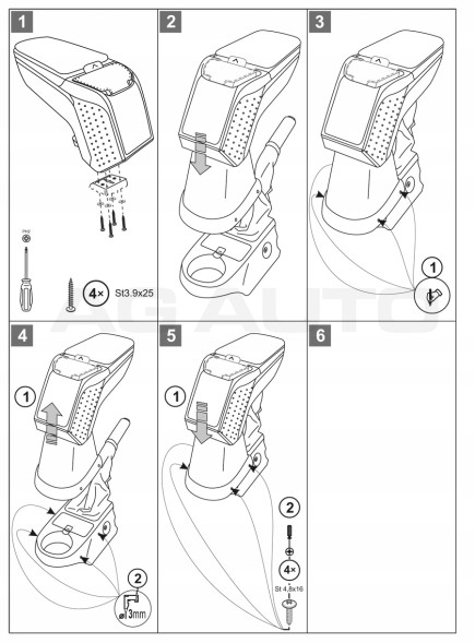 Rati V00249 Підлокітник ARM2-Black для Opel Combo, 2001-2012; Opel Corsa C, 2001-2007 р.в
