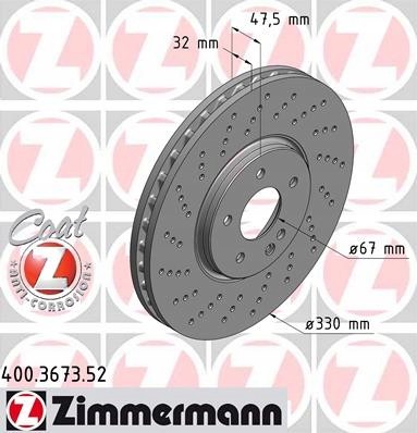 Zimmermann 400.3673.52 Zimmermann диски передні - mercedes slk r170 32amg