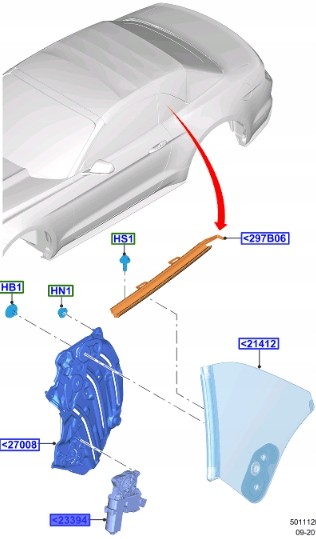 Ford OE ДВИГУН ПІДЙОМУ СКЛА ПРАВИЙ FORD MUSTANG 2015- 1909502 _ FR3B-7627144-AD