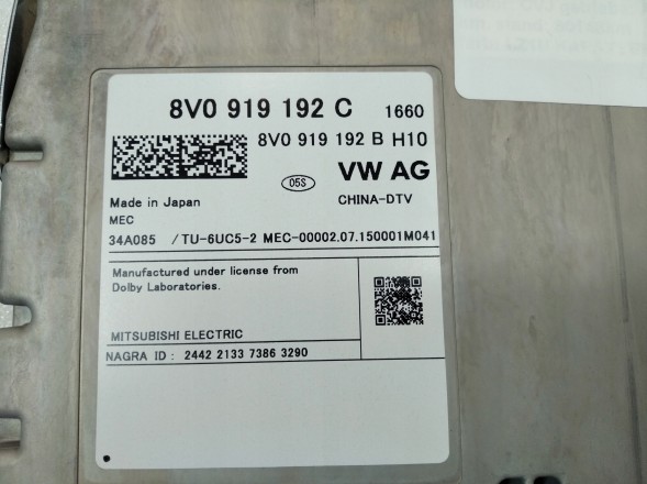 Volkswagen OE 8V0919192C 8V0919192B ЦИФРОВИЙ ТВ-ТЮНЕР КИТАЙ-DTV AUDI Q7 16+ AUDI R8 16+