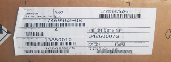 BMW OE 7469952 72117469952 НОВИЙ ОРИГІНАЛЬНИЙ ПЕРЕДНІЙ ПРАВИЙ РЕМІНЬ БЕЗПЕКИ BMW G01 G02 7469952