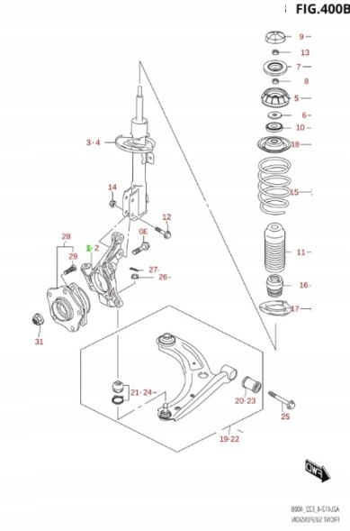 Suzuki OE 45151-68R00 SUZUKI SWIFT MK9 2025- ЛІВА ПЕРЕДНЯ ЦАПФА