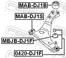 MAB DJ1S FEBEST Сайлентблок передній переднього важеля