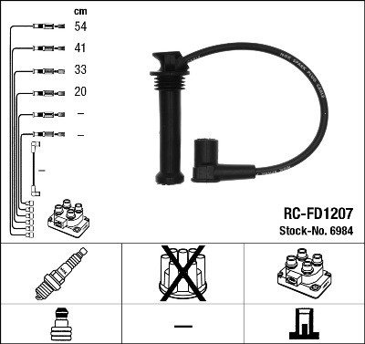 6984 NGK 6984 Комплект ізольованих проводів для свічок запалення RC FD1207