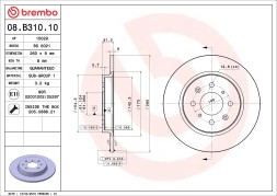 08 B310 10 BREMBO Диск гальмівний