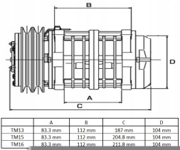 Valeo 700854 Компресор seltec valeo tm13 24v 8pk прямий 3 / 4x7 / 8