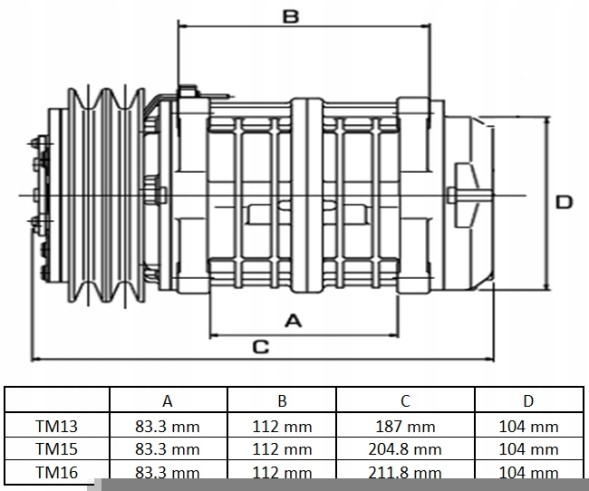 Valeo 700854 Компресор seltec valeo tm13 24v 8pk прямий 3 / 4x7 / 8