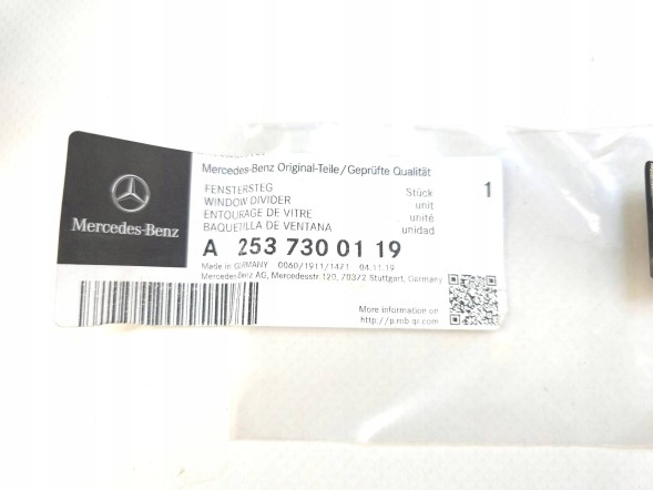 Mercedes-Benz OE MERCEDES GLC X253 Ліва задня накладка (молдинг) скла дверей A2537300119 ОРИГІНАЛ