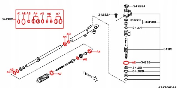 Subaru OE 34191AG000 Ремкомплект рульової передачі Subaru Legacy/ Ouback 03-09