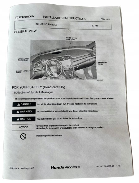 Honda OE 08Z03TEA6R0A Декоративні накладки на консоль Honda 08Z03-TEA-6R0A