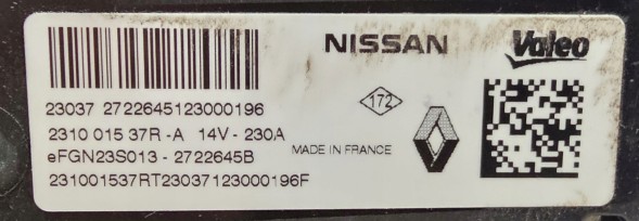 Renault OE 231001537R RENAULT OE ORG ГЕНЕРАТОР RENAULT / NISSAN / FIAT - 231001537Р