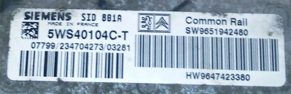 Groupe PSA 5WS40104C-T 9651942480 9647423380 CZYSTY przygotowany w SDK Блок керування 5WS40104C-T 9651942480 ЧИСТИЙ або КОПІЯ