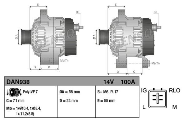 V-maxzone Part VIC-279382 Альтернатор для TOYOTA AURIS, AVENSIS, AVENSIS Kombi, AVENSIS sedan, COROLLA