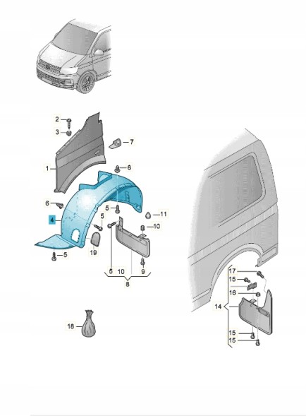 VAG Переднє ліве крило для VW TRANSPORTER T6 7E0809957E ОРИГІНАЛ