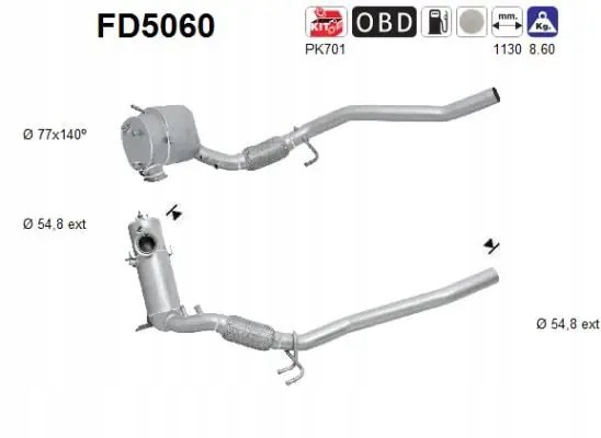 AS FD5060 Сажовий фільтр fap dpf fd5060 as audi seat