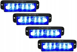 CHINA AT-894 Комплект 4x попереджувальна лампа 6 led спалах стробоскоп синій 12v 24v