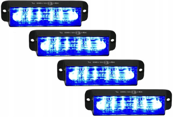 CHINA AT-894 Комплект 4x попереджувальна лампа 6 led спалах стробоскоп синій 12v 24v