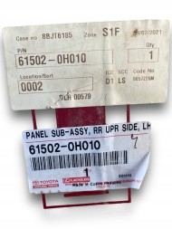 Toyota OE TOYOTA AYGO 14- ЧВЕРТЬ КРИЛА ЛІВЕ ЗАДНЕ НОВЕ OE 615020H010
