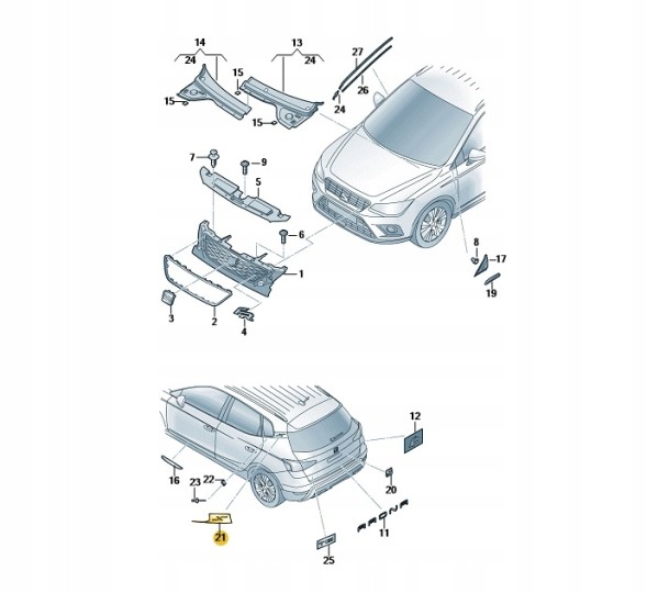 SEAT OE САМОКЛЕЮЧИЙ ЧОХОЛ ALU СТАНДАРТ ЛІВИЙ-ЗАДНІЙ SEAT ARONA OE: 6F9853377F3Q7