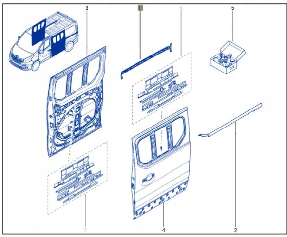 Renault OE 781509725R Щиток скла розсувних дверей Trafic III