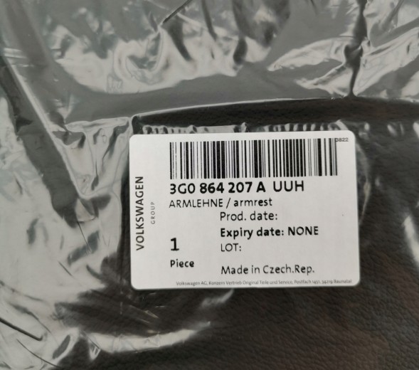 Volkswagen OE 3G0864207A, DWP3G0864207AOE Підлокітник VW Arteon 3G0864207A Новий оригінальний