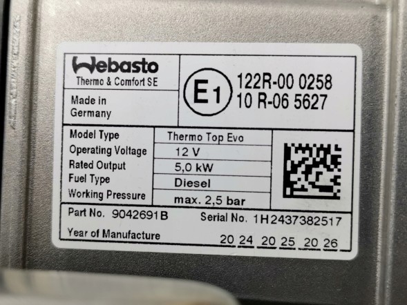 Volkswagen OE 7T0815071D, DWP7T0815071DOE Автономний обігрівач Webasto VW T7 7T0815071D Новий оригінал