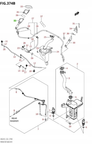 Suzuki OE 39152-72LA0 SUZUKI SWIFT MK7 10-16 - ОМИВАЧ ФАР ЛІВИЙ