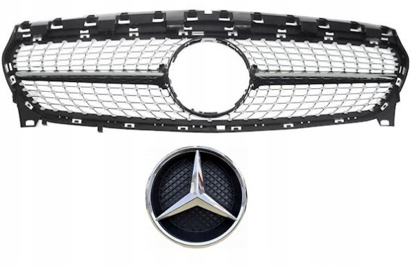 Китай 20190-63333 РЕШІТКА РАДІАТОРА MERCEDES CLA W117 17- LIFT DIAMOND, ЧОРНА, З ЛОГОТИПОМ