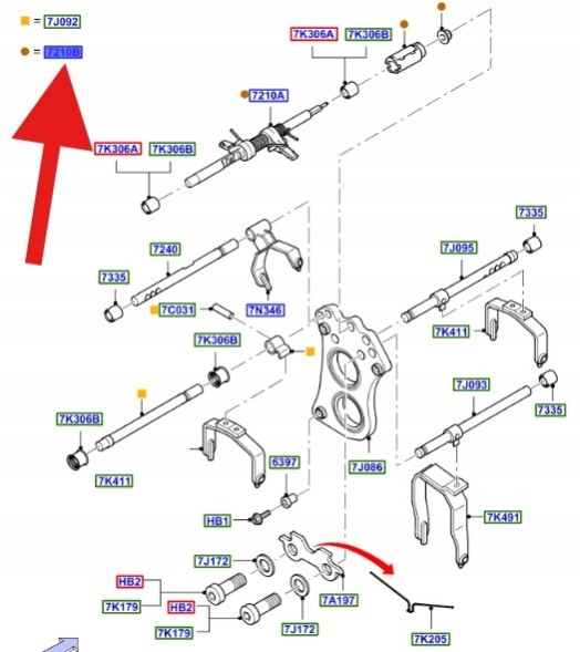 Ford OE ВАЖІЛЬ ПЕРЕМИКАННЯ ПЕРЕДАЧ MT82 FORD RANGER 2015- OEM 1884892 _ EB3R-7K423-EA