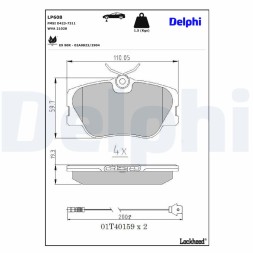 LP608 DELPHI Комплект гальмівних колодок з 4 шт дисків